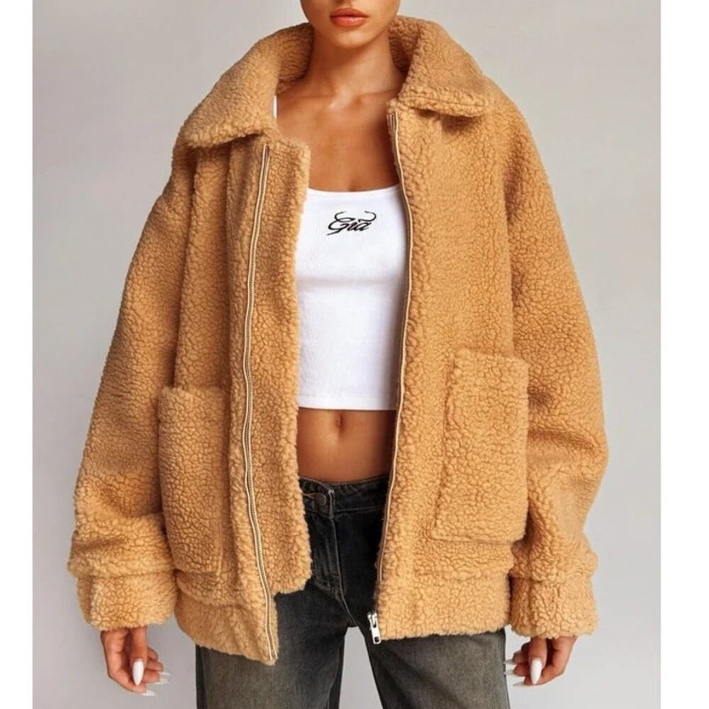 I.AM.GIA Pixie Teddy Sherpa Coat – Caramel – Size XS